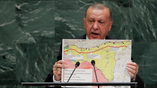 Erdogan with map, Photo: UI